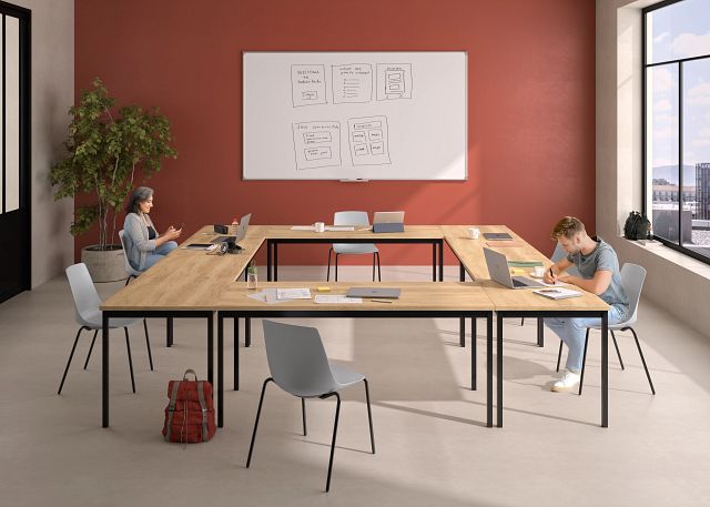 Table droite Rencontre 1400 x 700 mm - blanc/piètement blanc