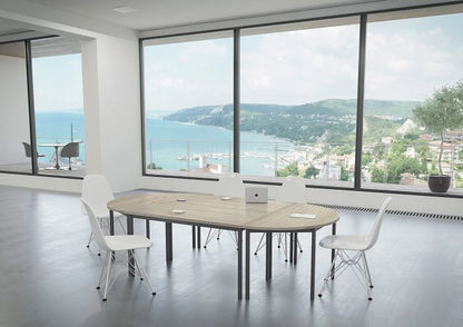 Table droite Rencontre 1800 x 800 mm - gris/piètement blanc