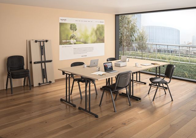 Table pliante Solution 1200 x 700 mm - chêne/piètement noir