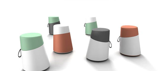 Tabouret Kulbu polyéthylène - corps blanc/assise corail