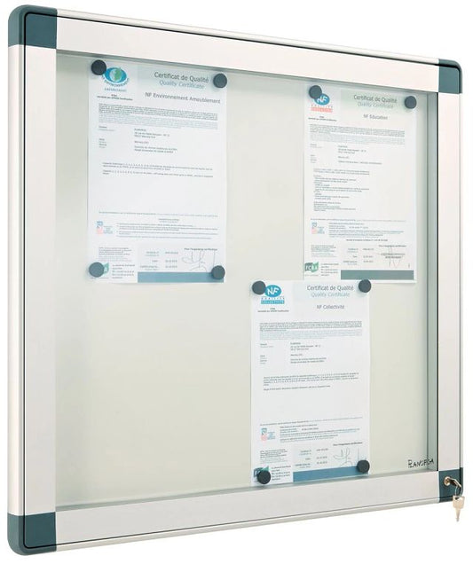 Vitrine ANTARES 9 x A4 Alu - Verre trempé